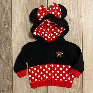 Disney Parks Baby Girl Minnie Mouse Hoodie w/ Iconic Ears & Bow - size 6m